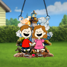 Load image into Gallery viewer, Personalized Couple Suncatcher Ornament - Unique Valentine’s Day Gifts for Pop Culture Lovers Ornament PopCulturePrints
