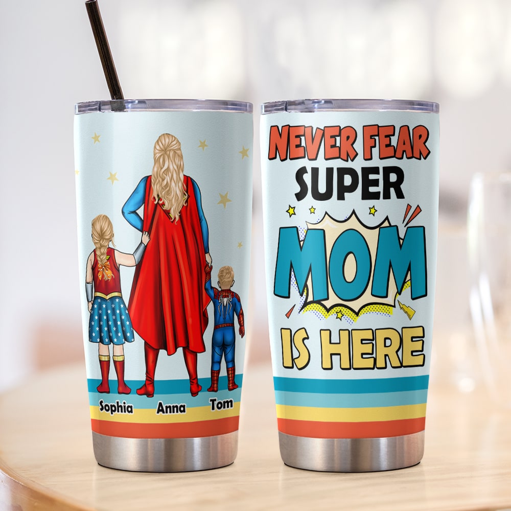 Super Mom Personalized Tumbler - Customizable for Mother's Day Tumbler Cup PopCulturePrints