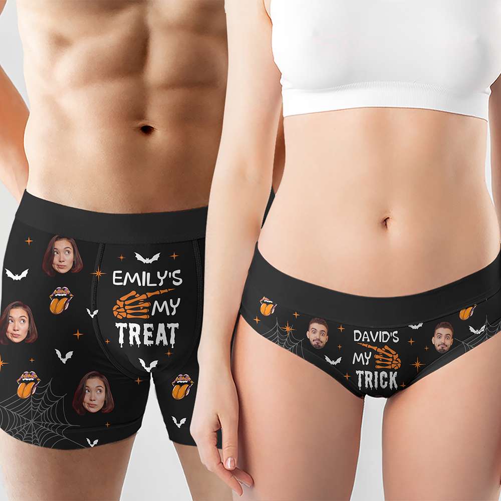 Custom Halloween Couples Boxer Briefs - Personalized Face Photo Gift Boxer Briefs PopCulturePrints