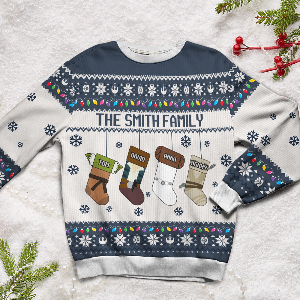 Personalized Family Ugly Sweater - Galactic Christmas Edition