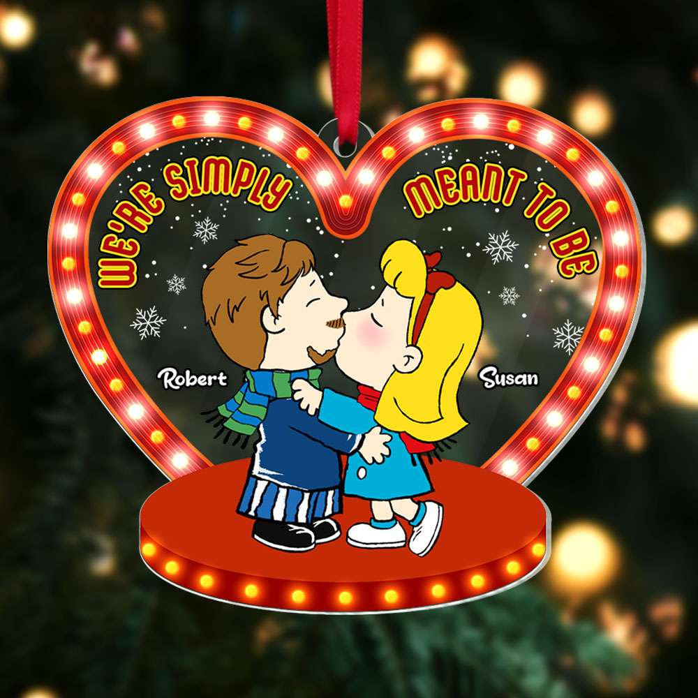 Personalized Christmas Ornament for Couples - Cartoon Couple Kissing