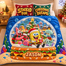 Load image into Gallery viewer, Bring Joy This Christmas with Our Personalized Yellow Sponge &amp; Nautical Friends Quilt Bed Set - Perfect Gift for Kids &amp; Fans of Public Culture
