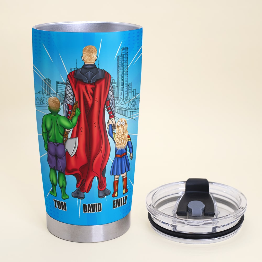 Personalized Super Dad Hero Tumbler