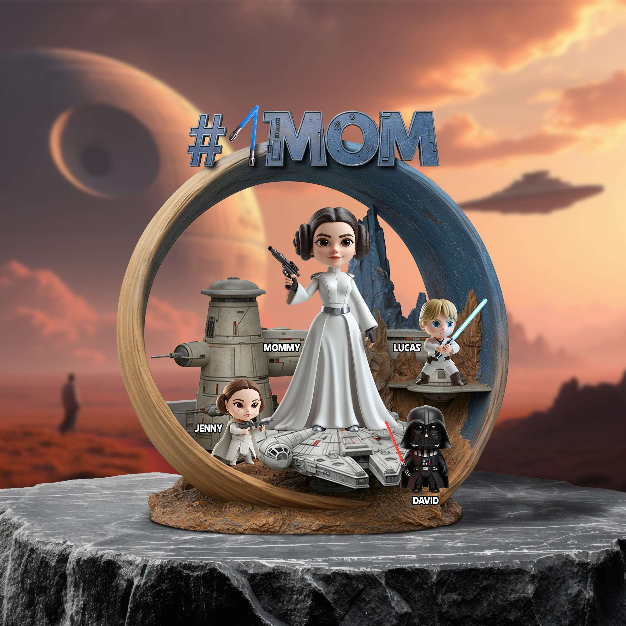 "A Cosmic Tribute to Moms, Celebrating Love and Fun" - The Cosmic Energy Mom Acrylic Plaque, Personalized Gift for Mom, Grandma, and More Shaped Plaques PopCulturePrints