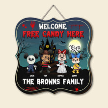 Load image into Gallery viewer, Personalized Halloween Family Sign - Welcome Free Candy Wood Sign PopCulturePrints
