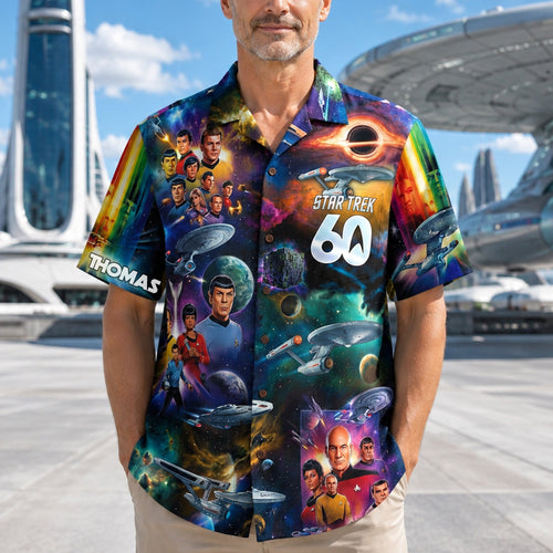 Celebrate 60 Years of Adventure with Our Cosmic Voyagers Hawaiian Shirt - Personalized Gift for Star Trek Fans Hawaiian Shirts PopCulturePrints