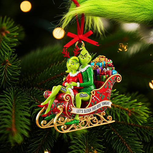 Let's Sleigh This Ride Tonight - Personalized Christmas Ornament for Couples Ornament PopCulturePrints