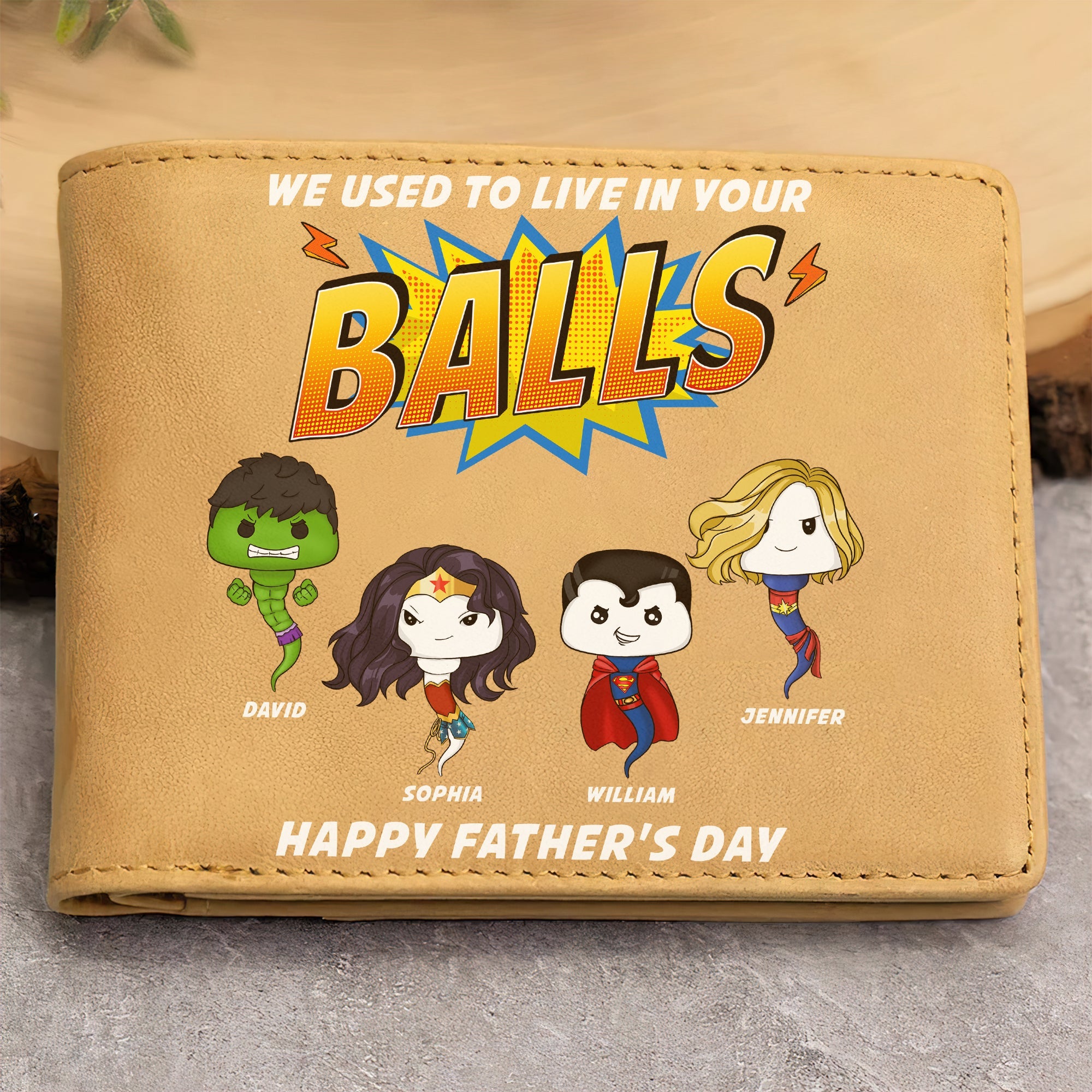Personalized Super Dad PU Leather Wallet - Unique Father's Day Gift Leather Wallet PopCulturePrints