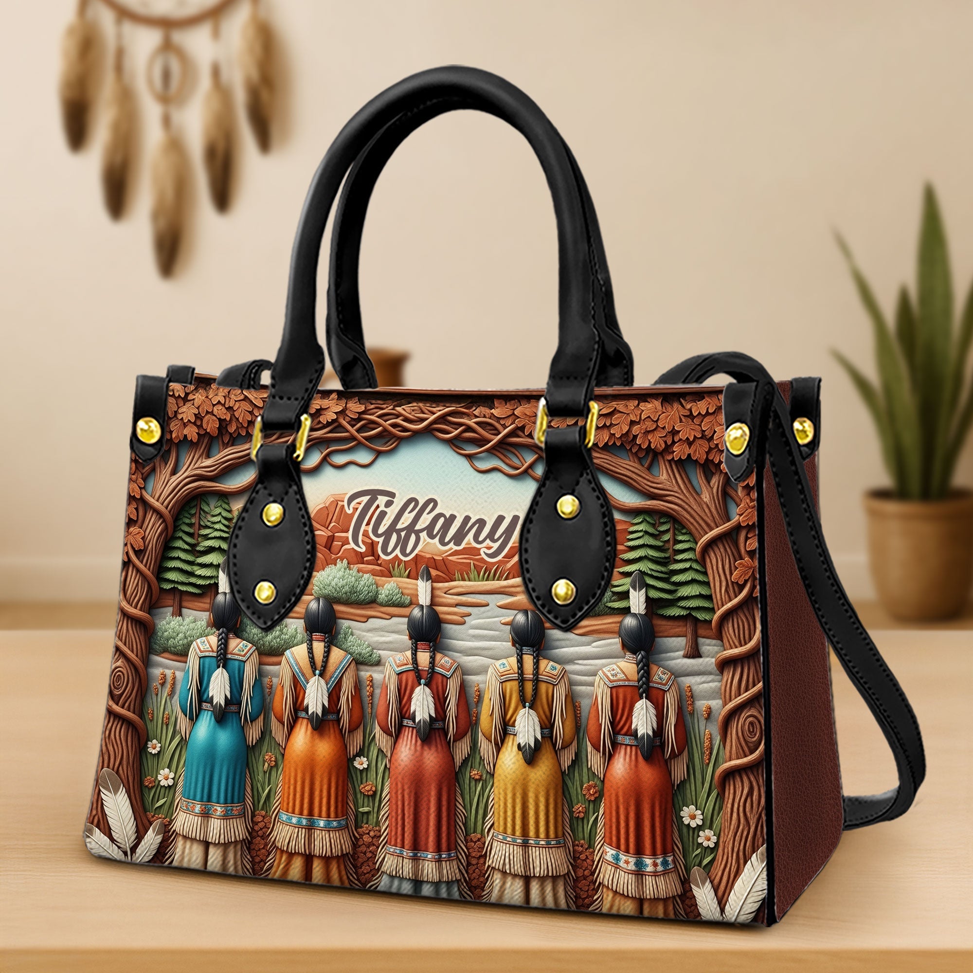 "Celebrate Heritage with Elegance" - Native American Leather Bag - Personalized Gift for Her Leather Bag PopCulturePrints