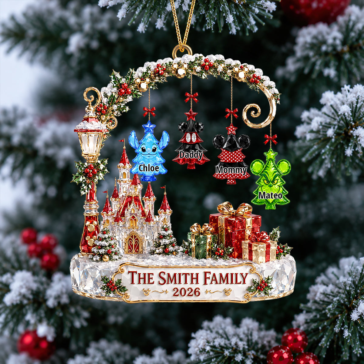 Elevate Your Christmas Spirit - Timeless Christmas Ambience Acrylic Ornament - Personalized Gift for Family & Friends