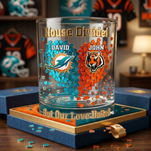 Load image into Gallery viewer, “House Divided, But Our Love United” - Personalized Love United Drinking Glass - Custom Gifts for Couples
