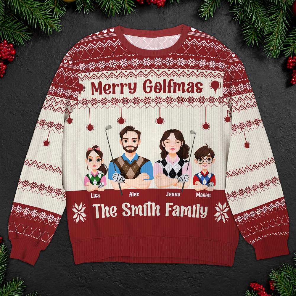 Custom Golf Family Christmas Sweatshirt - Personalized Gift