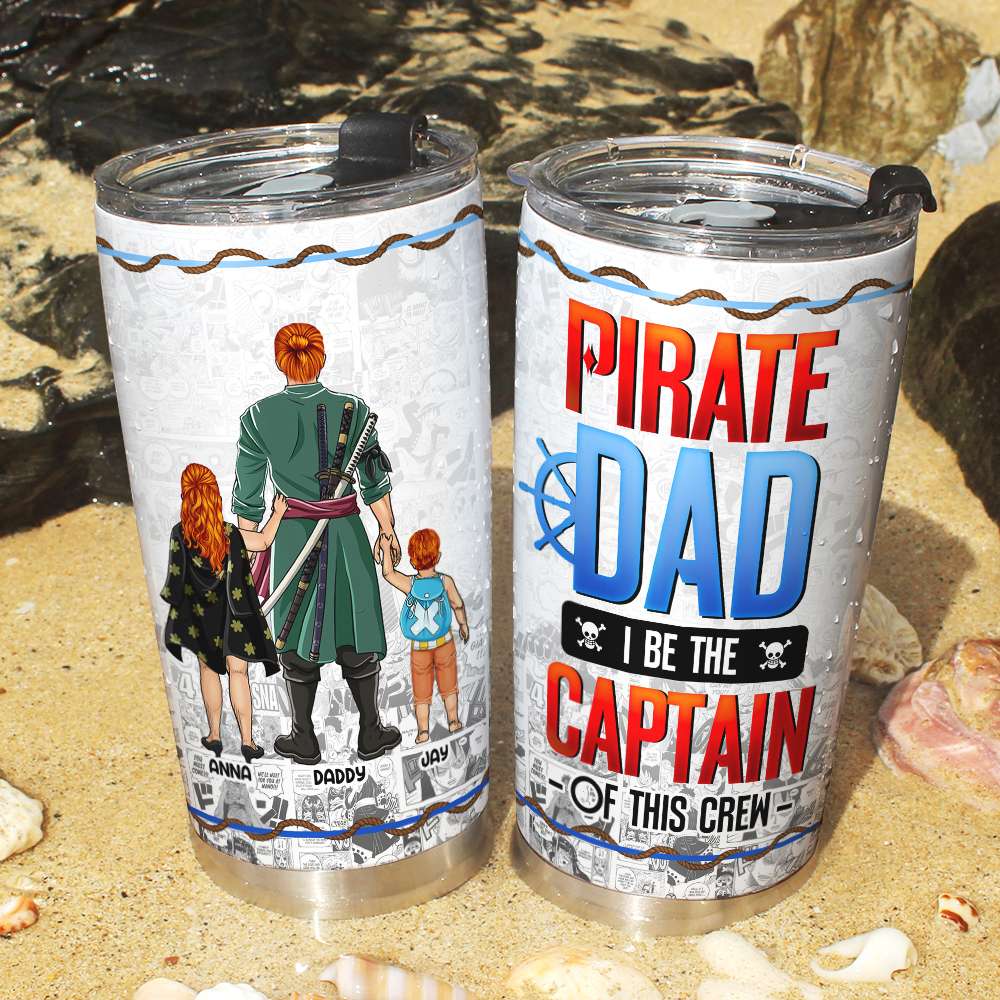 “I Be the Captain of This Crew!” - Personalized Pirate Dad Tumbler - Unique Gift for Fathers, Dads, and Grandfathers Tumbler Cup PopCulturePrints