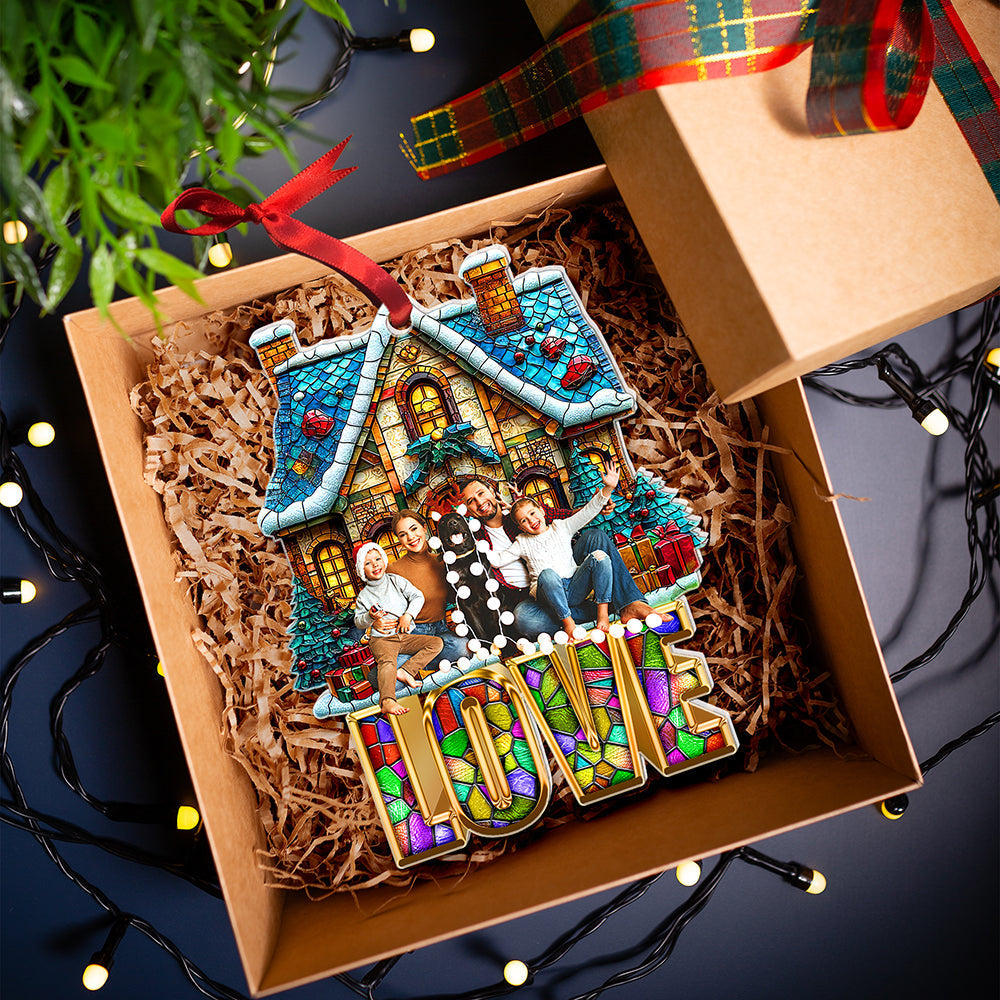 Personalized Family Photo Christmas Ornament - Cozy Holiday Home Design Ornament PopCulturePrints