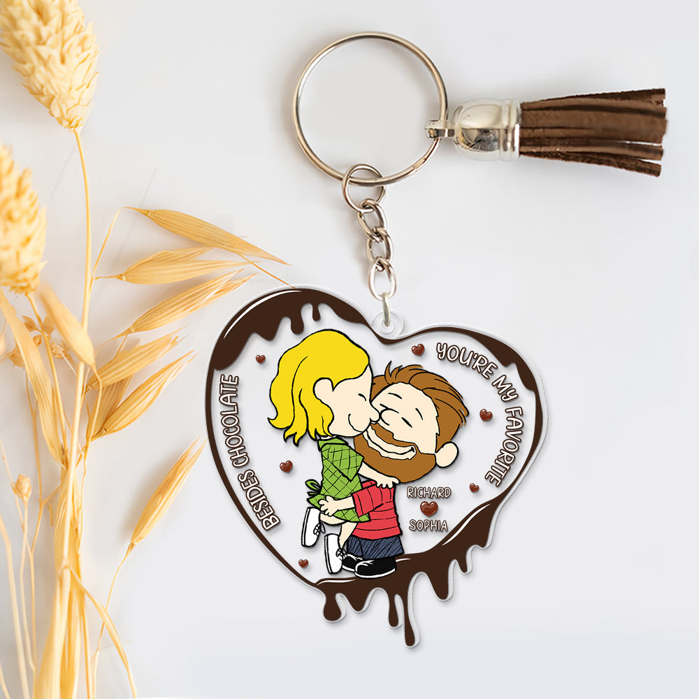 Personalized Heart Acrylic Keychain for Couples - You're My Favorite Keychains PopCulturePrints
