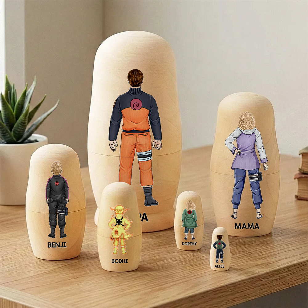 "Celebrate Love with Our Legendary Clan Family Dolls - Personalized Gifts for Mothers, Grandmas, and Loved Ones!" Wooden Nesting Dolls PopCulturePrints