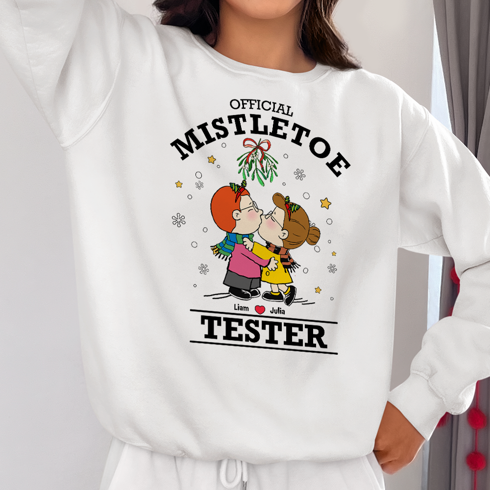 Customizable Couple Sweatshirt - Kissing Under Mistletoe