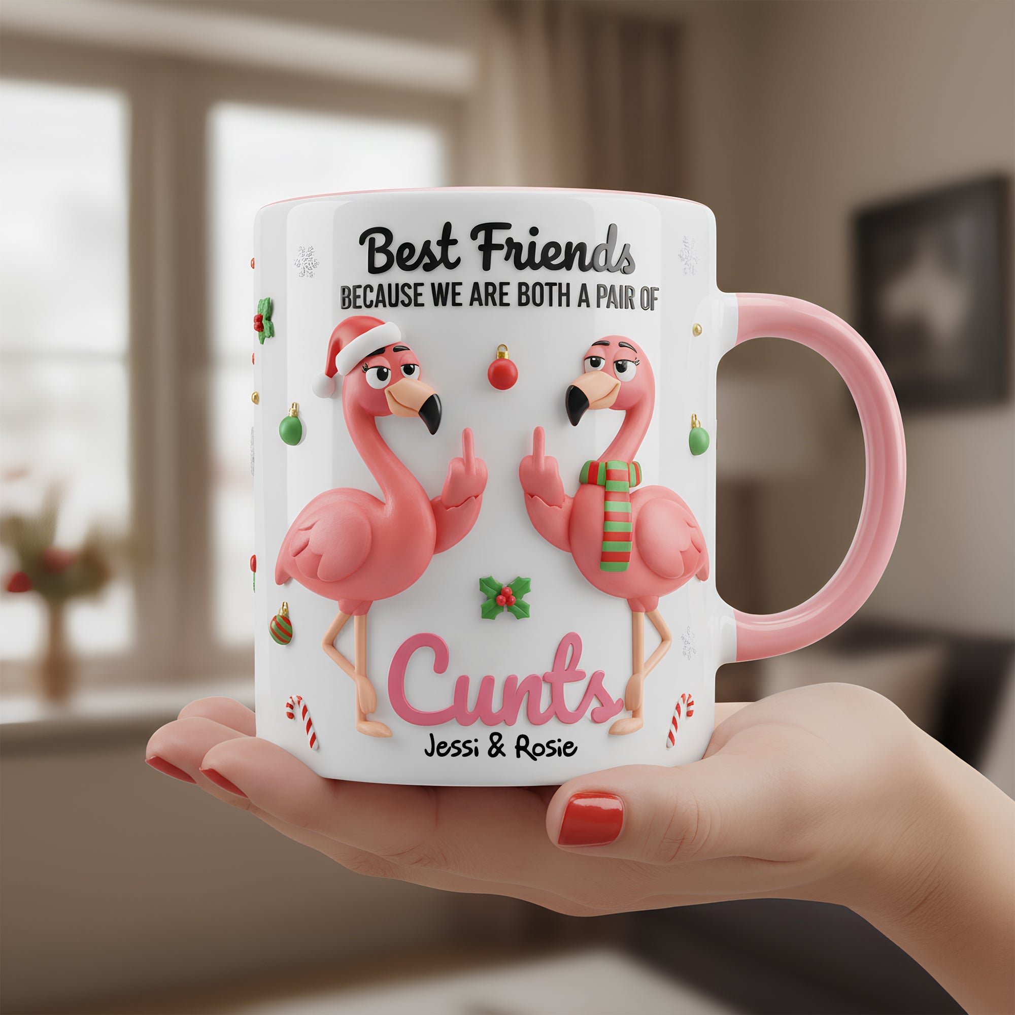 Best Friends Flamingo Mug - Customizable Gift for Your Besties Coffee Mug PopCulturePrints