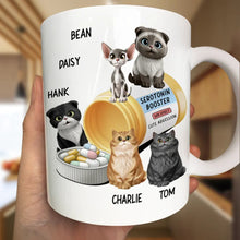Load image into Gallery viewer, &quot;Boost Your Mood with Furry Friends!&quot; - Personalized Serotonin Booster Cat Lovers Mug - Custom Gift for Cat Owners, Animal Lovers, and Friends Mug PopCulturePrints
