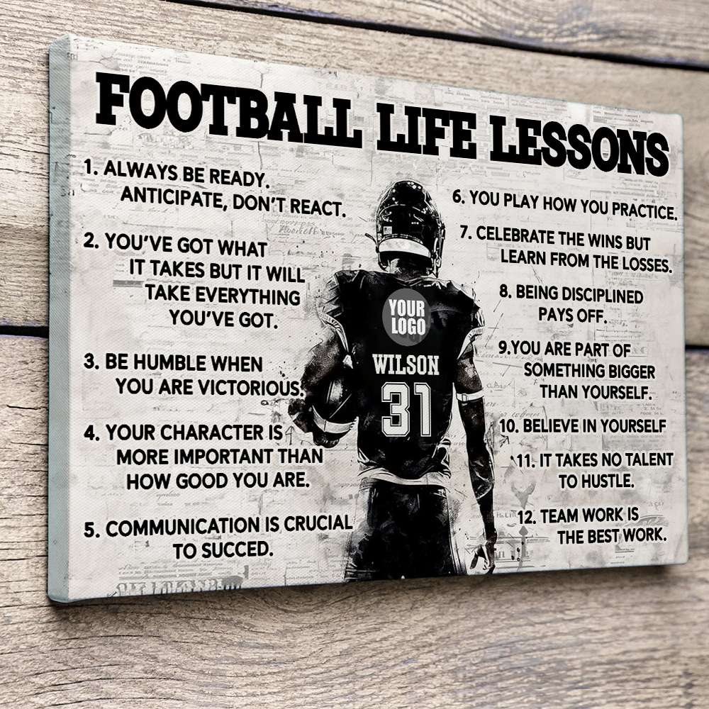 Personalized Football Player Canvas Gift - Life Lessons Design Poster & Canvas PopCulturePrints