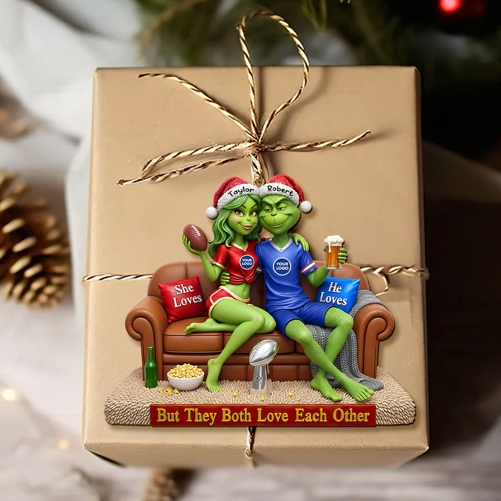 "But They Both Love Each Other" - Sport Lover Green Monster Couple Ornament - Custom Personalized Gift for Couples Ornament PopCulturePrints