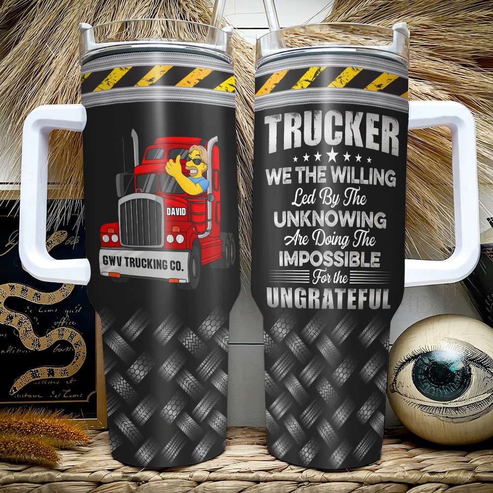 Personalized Trucker Tumbler - Fun Trucker Design with Personalized Name