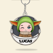 Load image into Gallery viewer, Custom Kid&#39;s Keychain with Cute Green Alien Design Keychains PopCulturePrints
