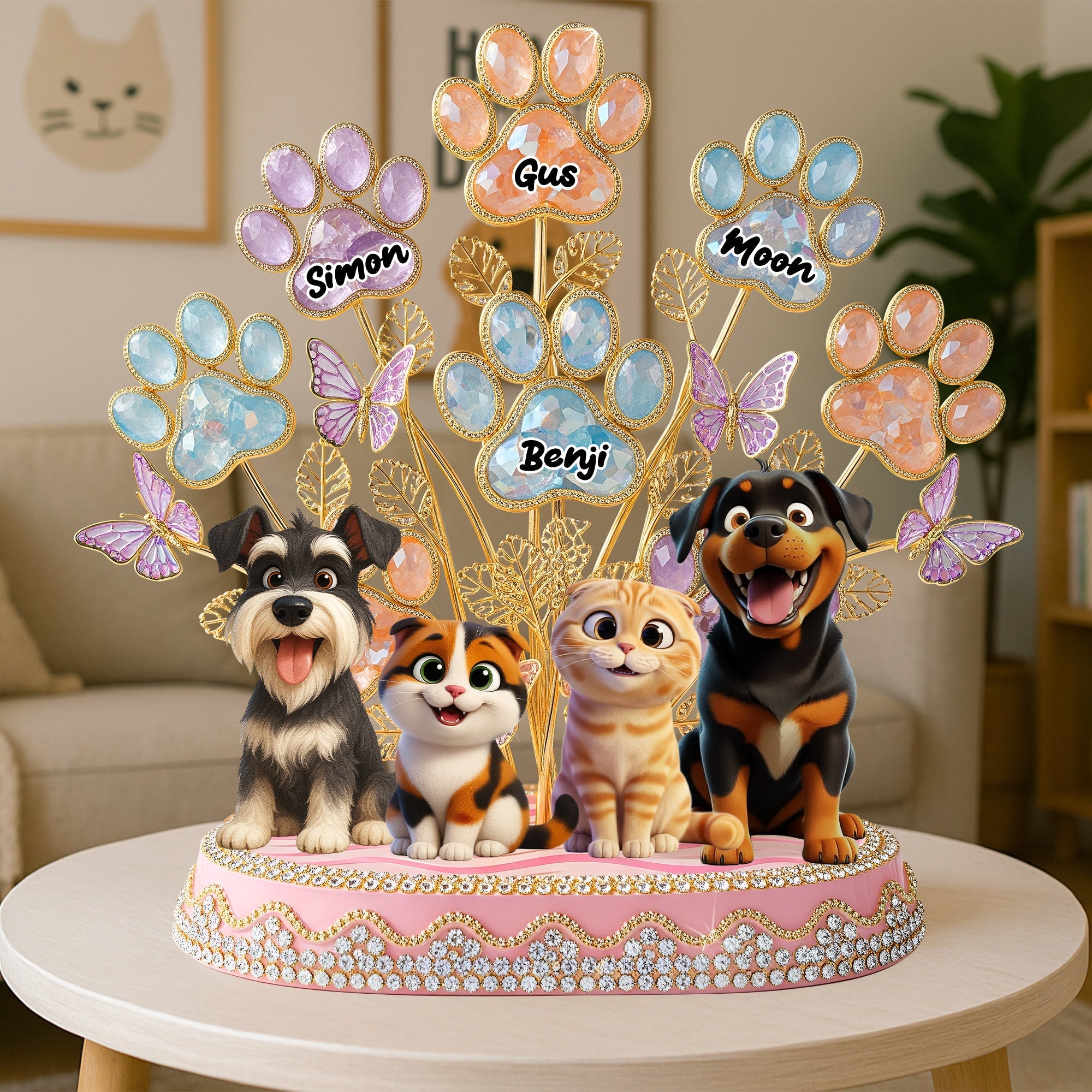 “Celebrate Every Paw” - Cute Paw Tree Acrylic Plaque - Personalized Gift for Dog & Cat Lovers Shaped Plaques PopCulturePrints