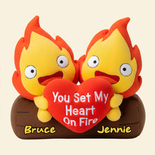 Load image into Gallery viewer, You Set My Heart On Fire - Custom Flame Couple Pillow Pillow PopCulturePrints
