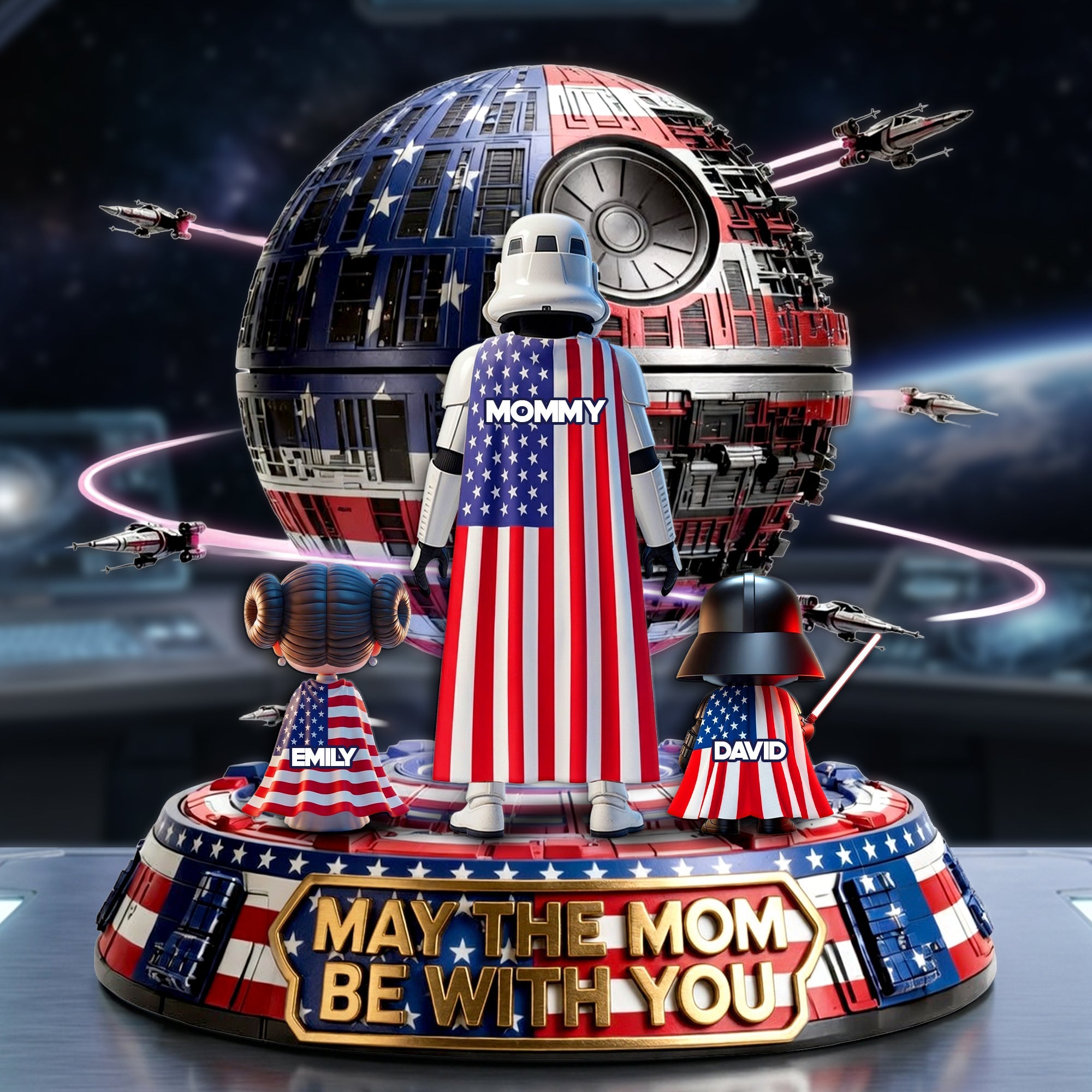 “May The Mom Be With You” - Universe Mom Acrylic Plaque - Personalized Gifts For Mom, Grandma & More Shaped Plaques PopCulturePrints