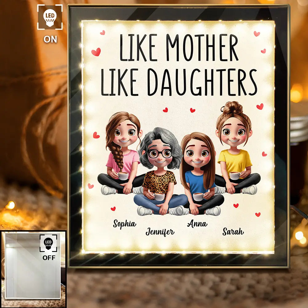 Like Mother Like Daughters - Personalized LED Mirror Frame Lamp - A Meaningful Gift for Moms and Daughters Mirror Frame Lamp PopCulturePrints