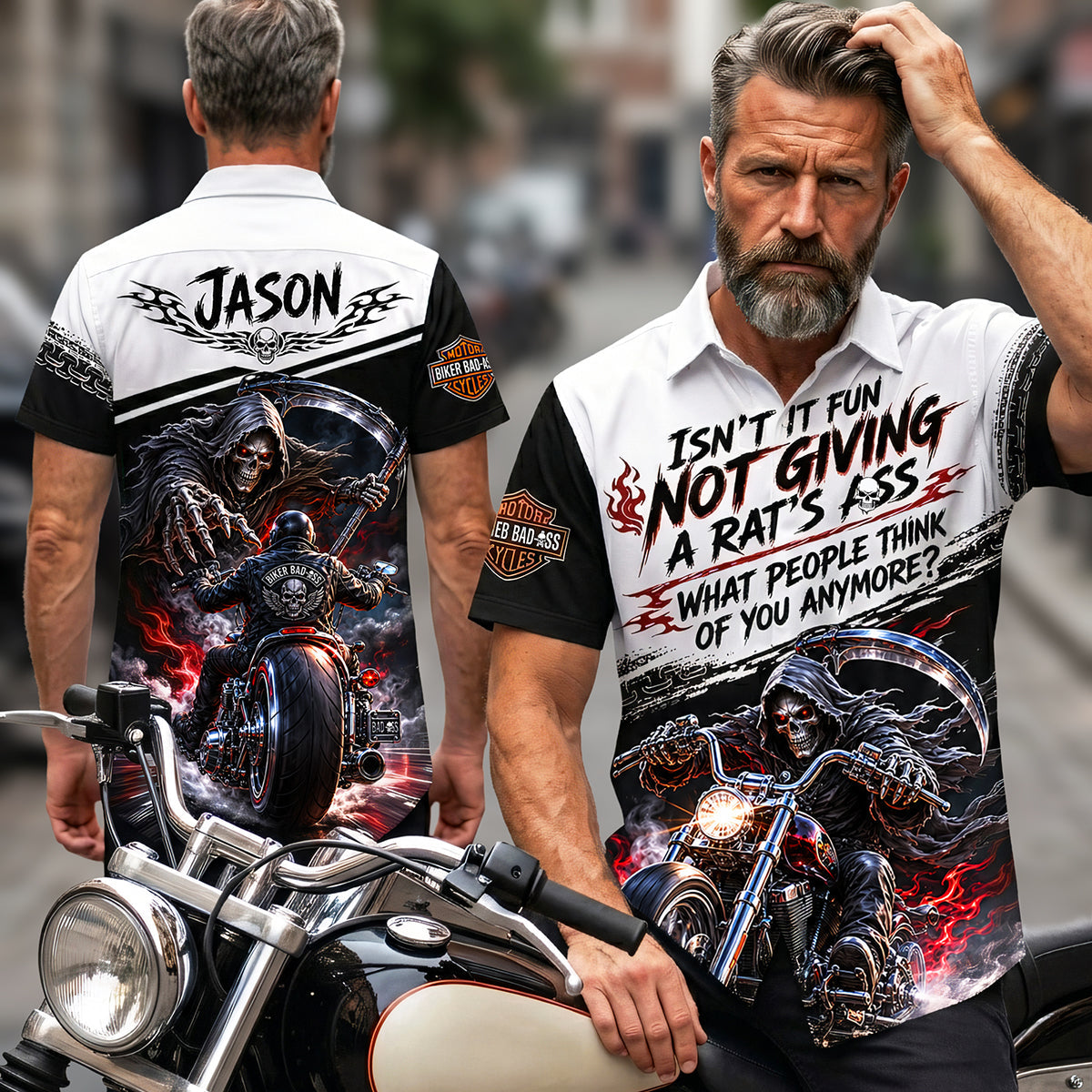 Isn't It Fun Not Giving A Rat's Ass? - Rough Badass Motorcycle Hawaiian Shirt - Personalized Gift for Bikers