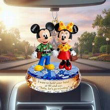Load image into Gallery viewer, I Want to Hold Your Hand at 80 - Personalized Travel Couple Car Ornament Ornament PopCulturePrints
