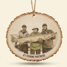 Load image into Gallery viewer, #1 Fishing Partners - Custom Photo Engraved Wood Ornament, Personalized Gift for Fishing Lovers Ornament PopCulturePrints
