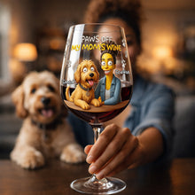 Load image into Gallery viewer, "Paws Off, My Mom's Wine!" - Fun Cartoon Drinking Glass - Personalized Gift for Dog Moms &amp; Cat Moms Wine Glass PopCulturePrints

