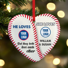 Load image into Gallery viewer, Personalized Baseball Lovers Heart Ornament - Custom Christmas Gift Ornament PopCulturePrints
