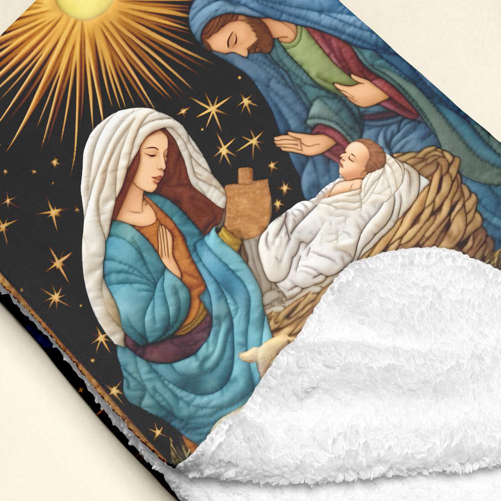 Nativity Scene Christmas Blanket - Jesus Christ Quilt Art