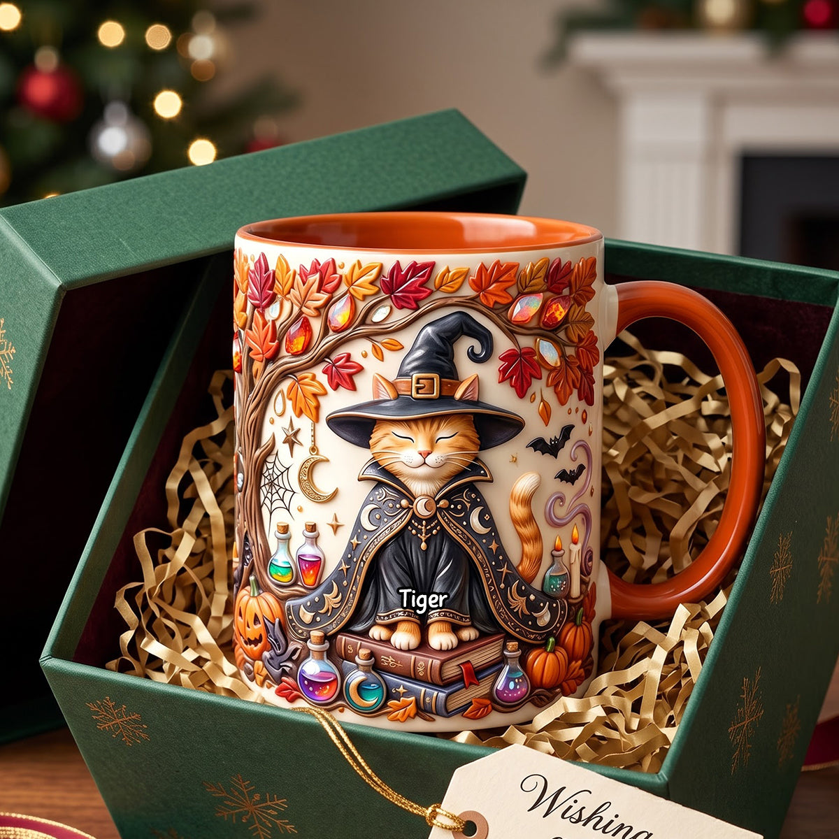 Embrace the Magic: Witch Cat Coffee Mug - Personalized Gift for Cat Lovers