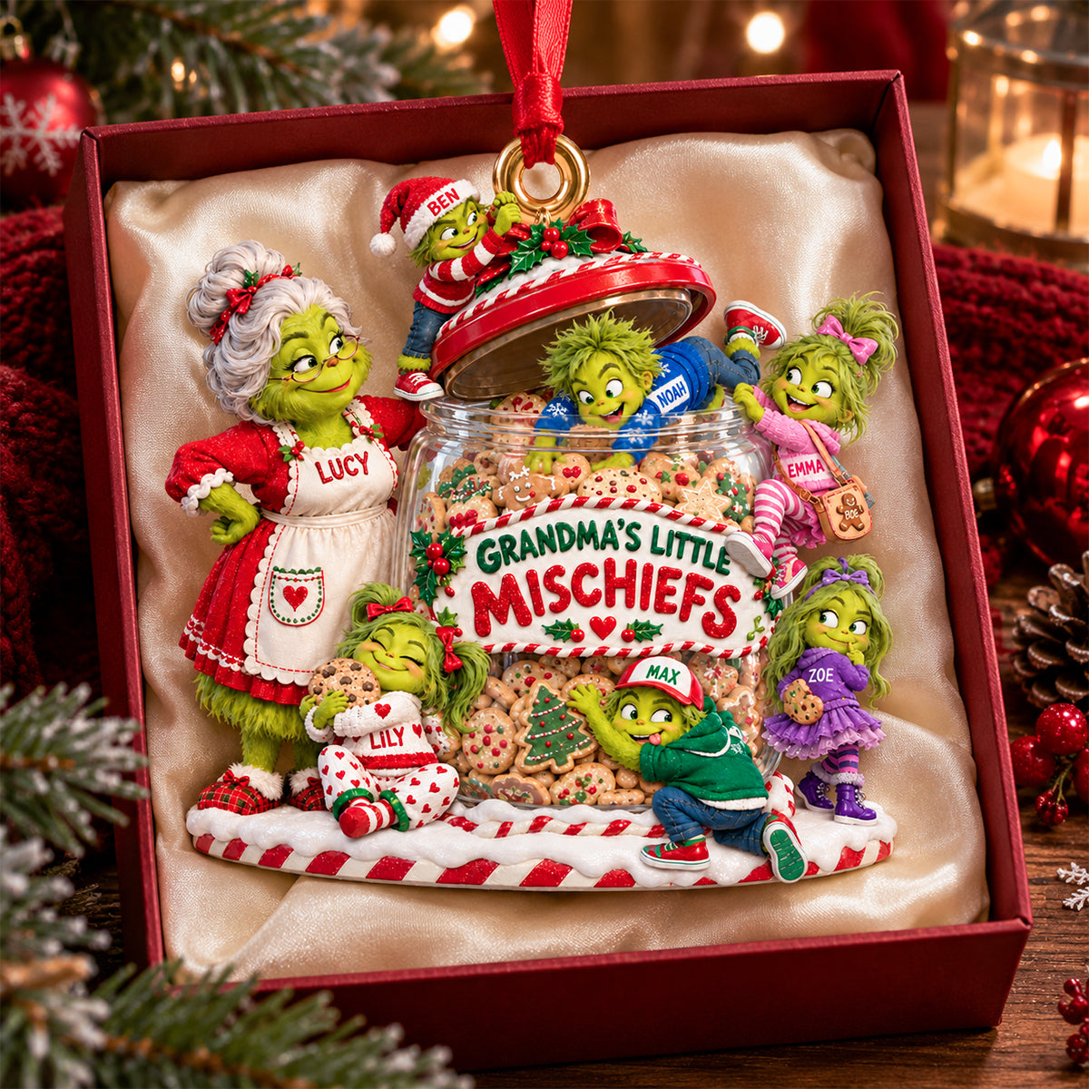 Grandma's Little Mischiefs Christmas Ornament - Personalized Gift for Family