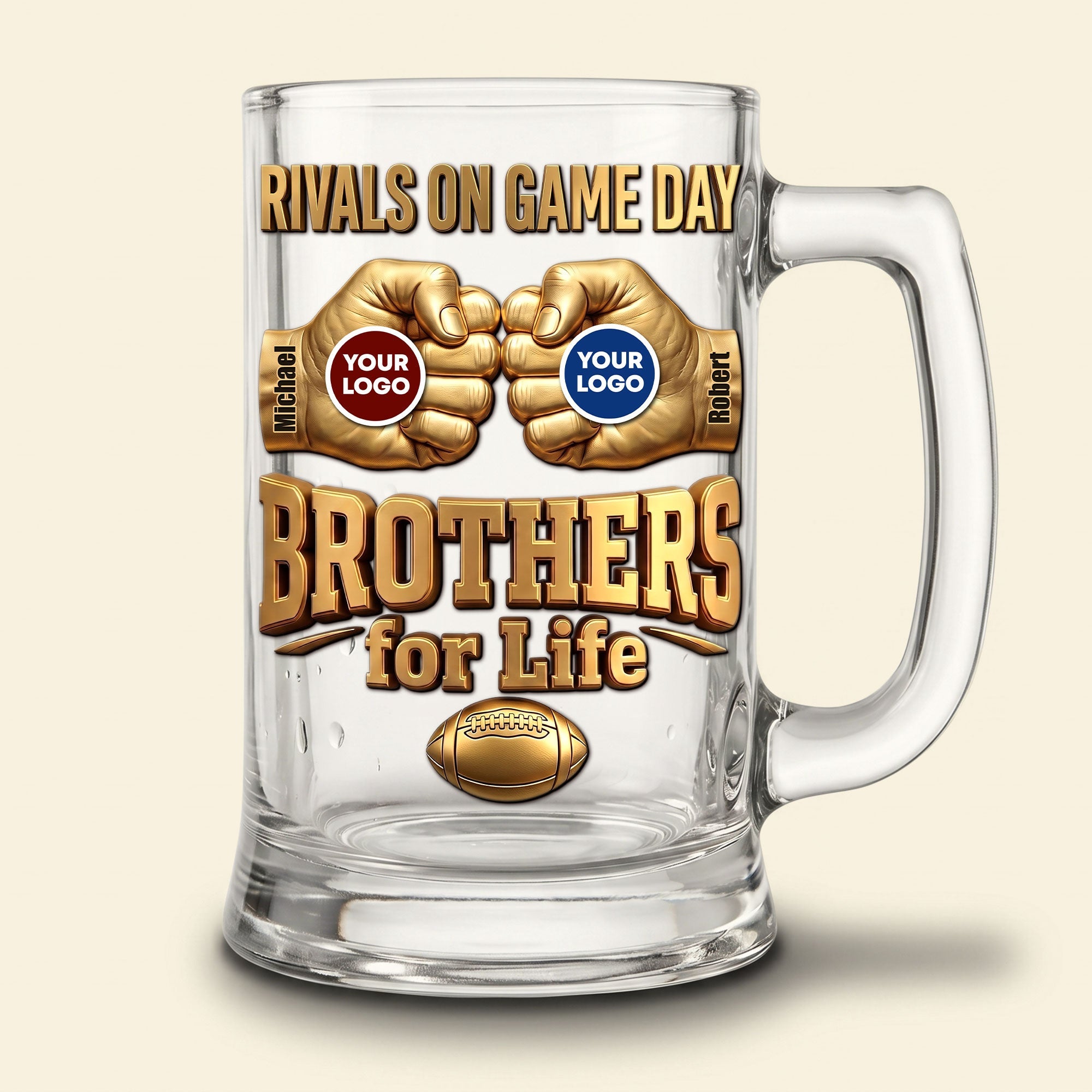 "Rivals on Game Day" - Personalized Beer Glass for Sports Lovers - Perfect Gift for Friends & Family