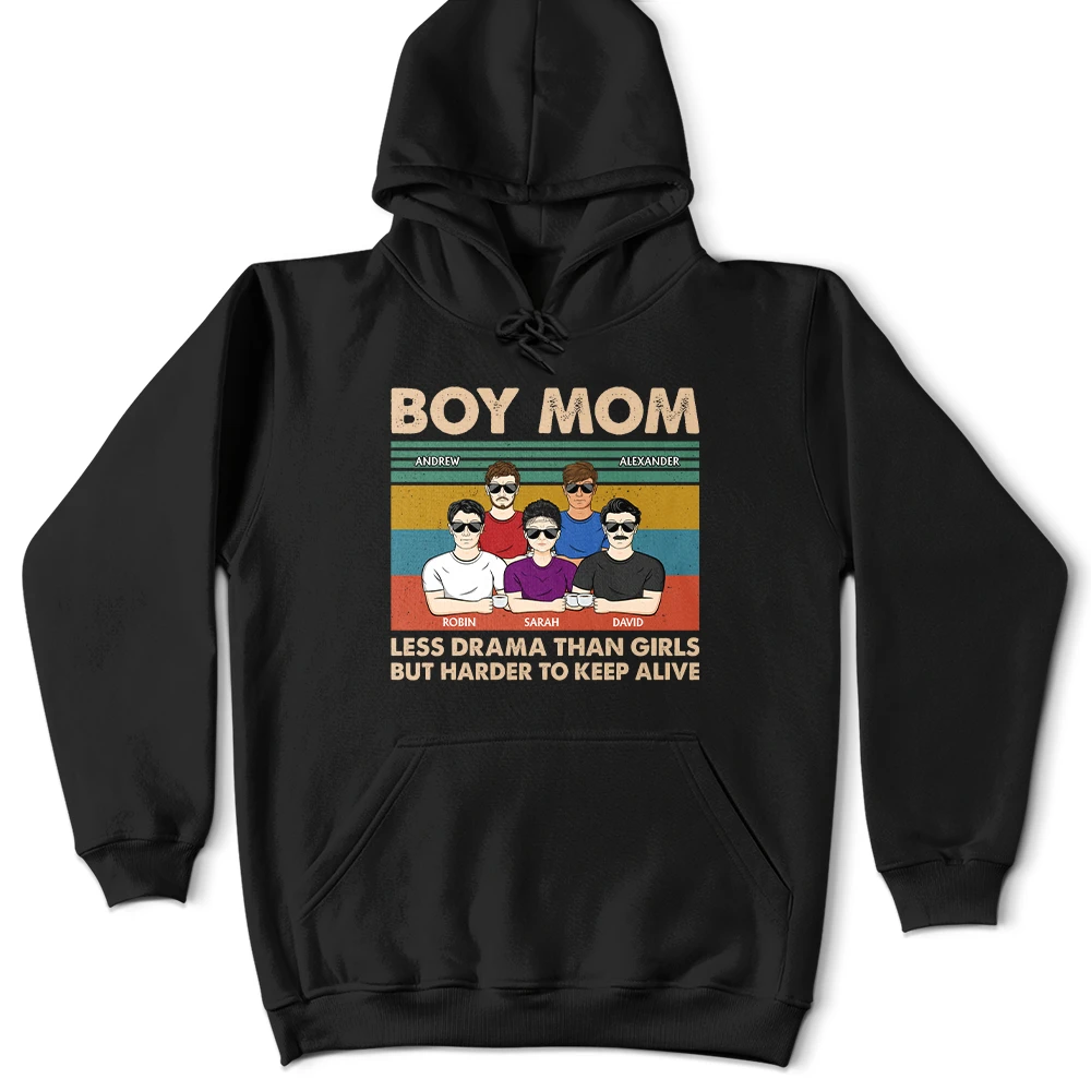 Boy Mom - Less Drama Than Girls - Personalized T-Shirt for Moms, Grandmas & More T-shirt PopCulturePrints