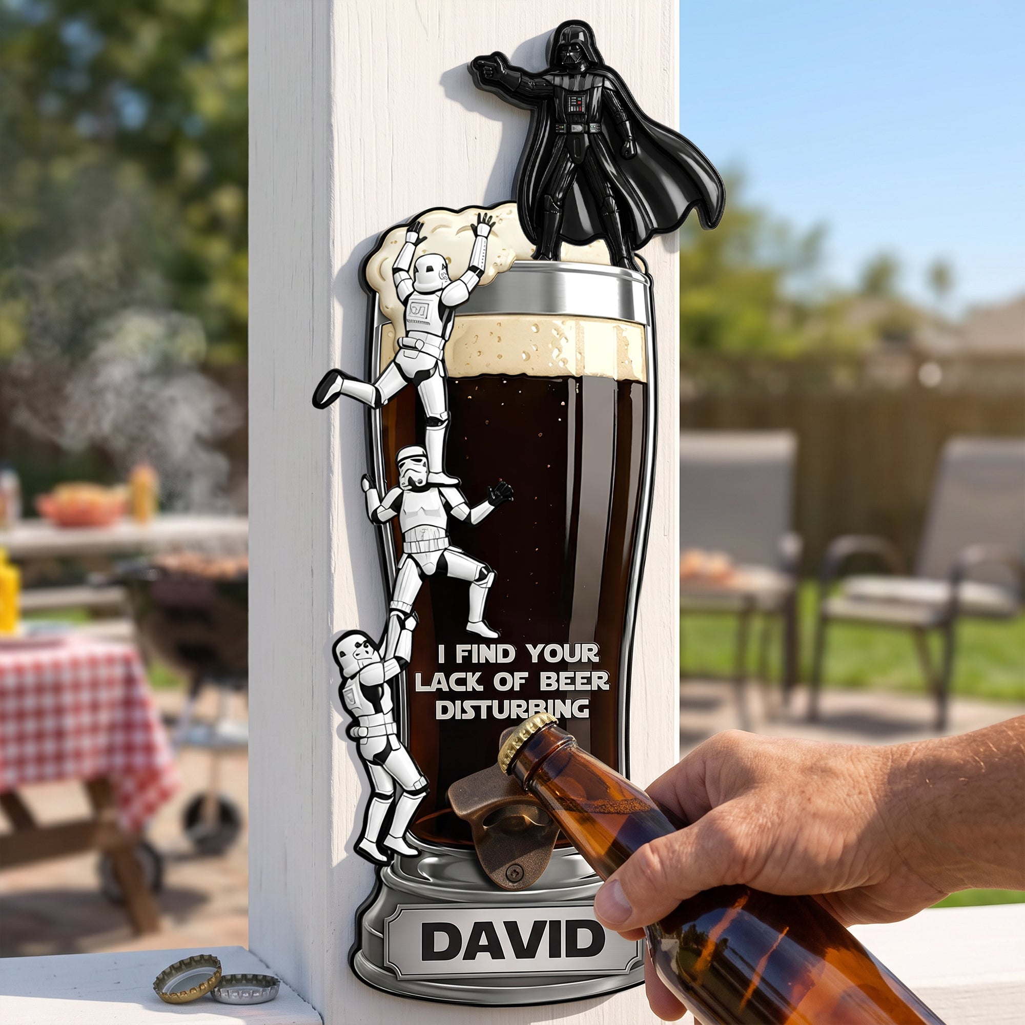 "I Find Your Lack of Beer Disturbing" - Galactic Wooden Wall Hanging Bottle Opener | Personalized Gift for Beer Lovers