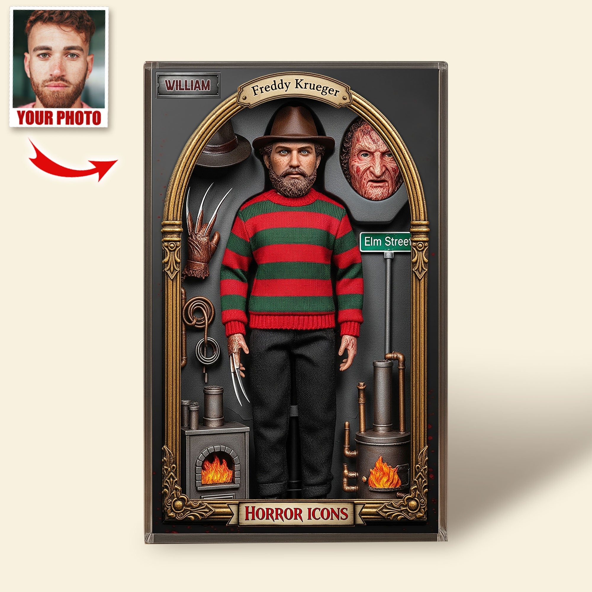 Face Your Fears with Custom Horror Character Plaque - A Unique Gift for Horror Lovers Shaped Plaques PopCulturePrints