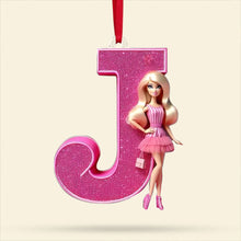 Load image into Gallery viewer, Custom Glitter Letter Christmas Ornament for Movie Fans Ornament PopCulturePrints
