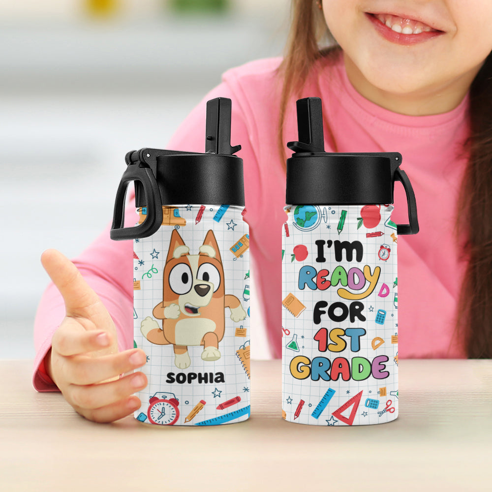 Personalized Kids School Water Bottle - Ready for 1st Grade