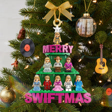 Load image into Gallery viewer, &quot;Merry Swiftmas!&quot; – Personalized Acrylic Ornament for Music Lovers – Custom Gift for Friends, Family, and Swifties Ornament PopCulturePrints
