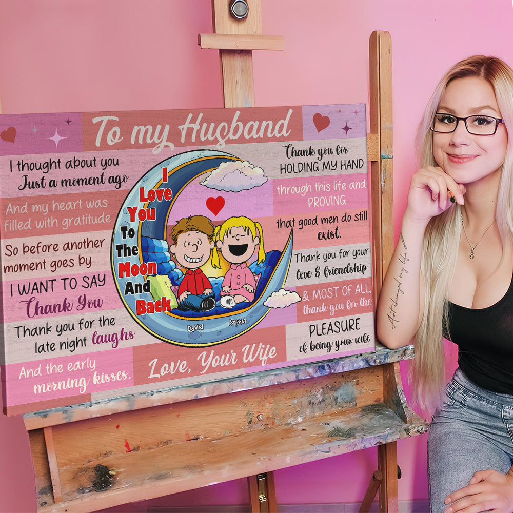 Personalized Couple Canvas - Love You to the Moon and Back Poster & Canvas PopCulturePrints