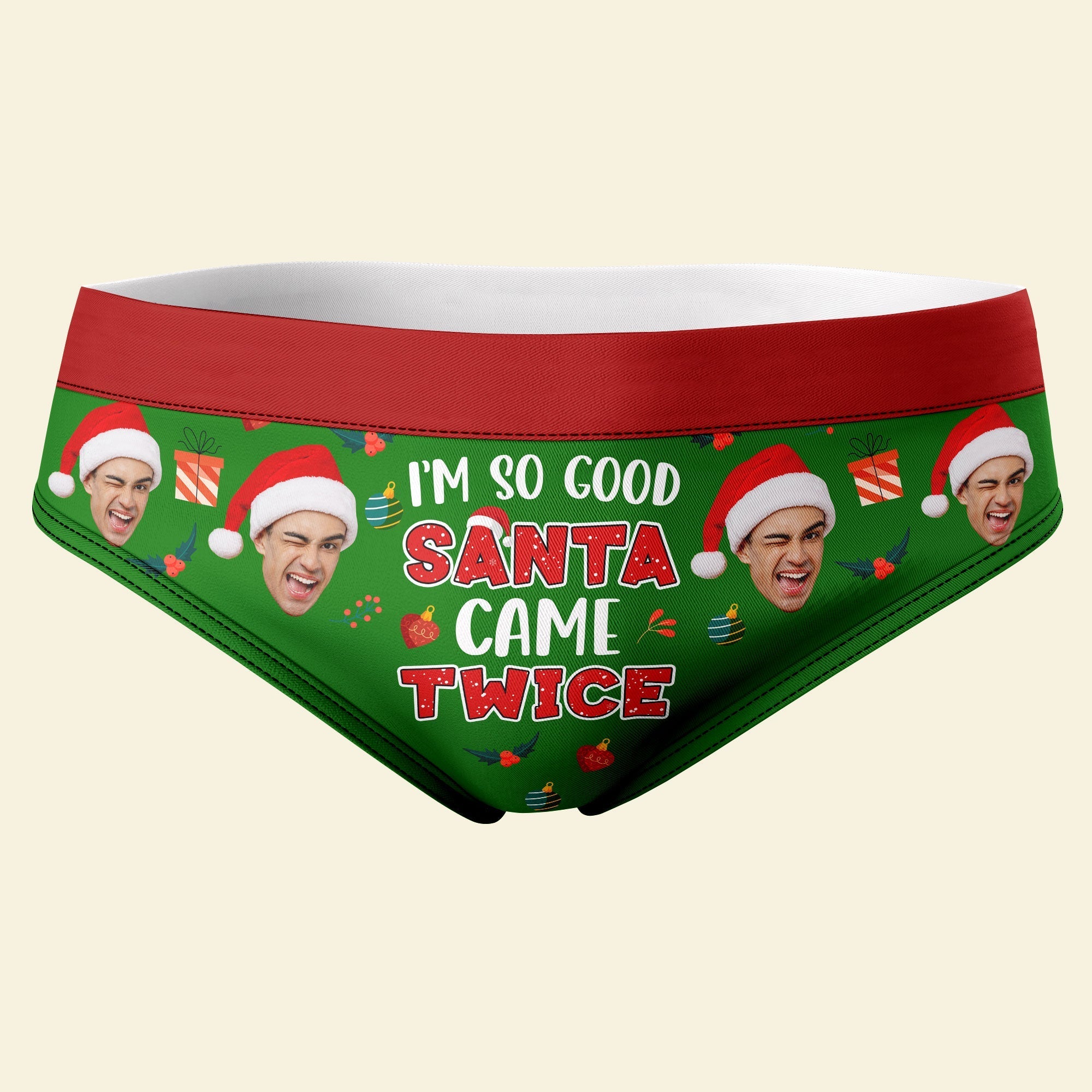 Personalized Santa Face Men's Christmas Boxer Briefs