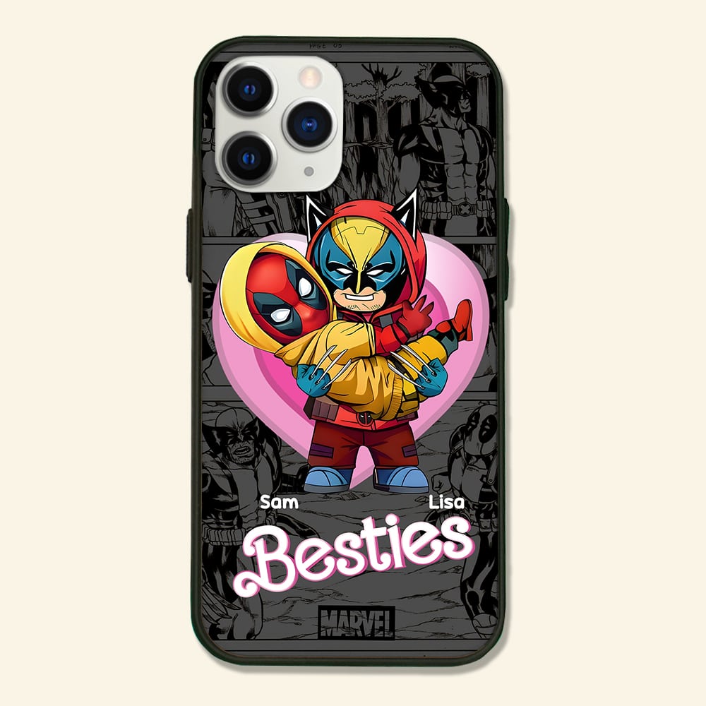 Personalized Besties Phone Case for Fans - Pink Heart Design