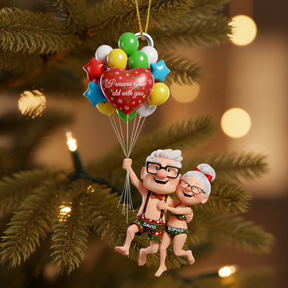 I Wanna Grow Old With You – Personalized Old Couple Christmas Ornament Ornament PopCulturePrints